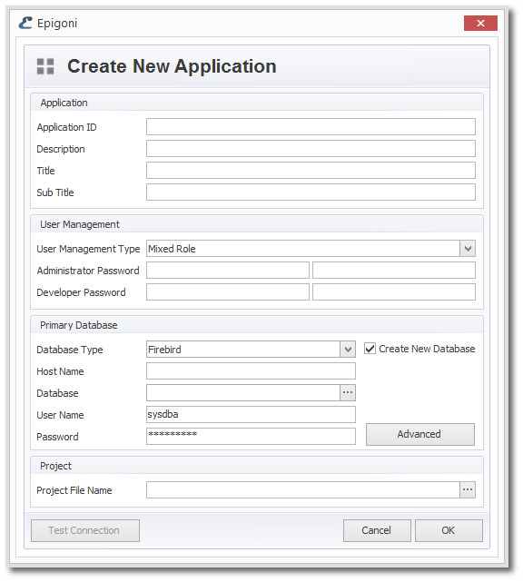 Create New Application